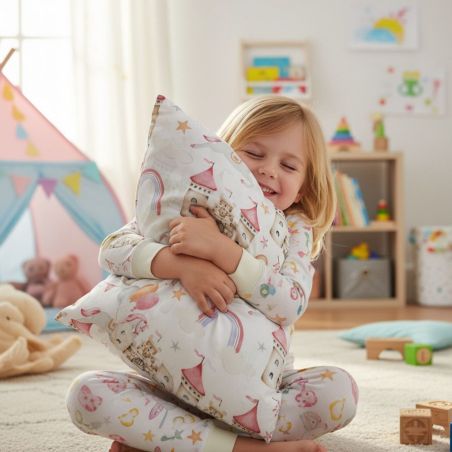 Bawełniana Poszewka Na Poduszkę – Zaczarowany Zamek i Tęcza