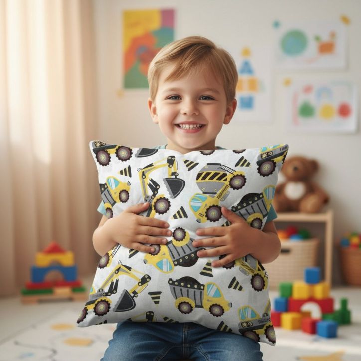Bawełniana Poszewka Na Poduszkę – Mały Operator Koparki