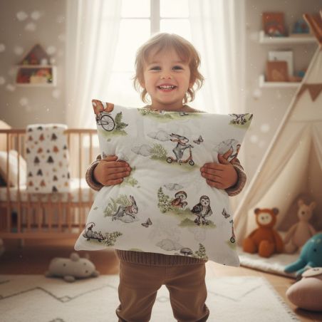 Bawełniana Poszewka Na Poduszkę – Leśne Szaleństwo na Kółkach