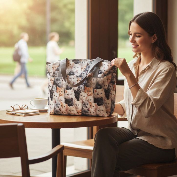 Torbo Plecak Damski 3w1 z motywem kotów Torbo Plecak Damski 3w1 z motywem kotów