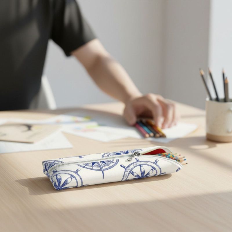 Piórnik Niebieski Kompas – Etui na kredki dla dziewczynki