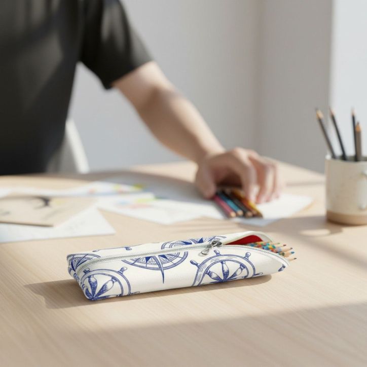 Piórnik Niebieski Kompas – Etui na kredki dla dziewczynki