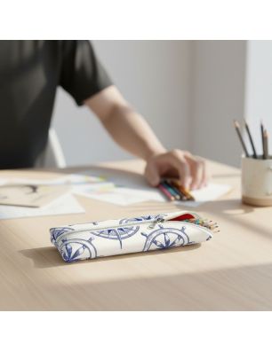 Piórnik Niebieski Kompas – Etui na kredki dla dziewczynki
