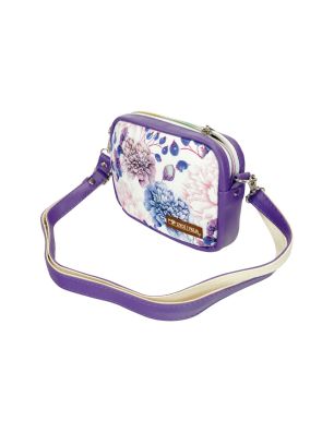 Torebka damska handmade z regulowanym paskiem, motyw kwiatów