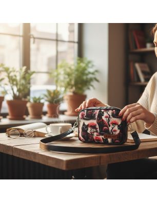 Mini Torebka Box – Czarna z Motywem Kotów