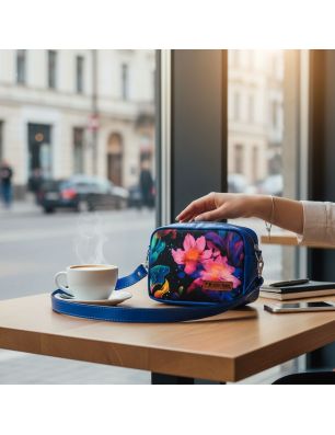 Mini torebka box Purpurowy Ogród używana na co dzień przy kawie
