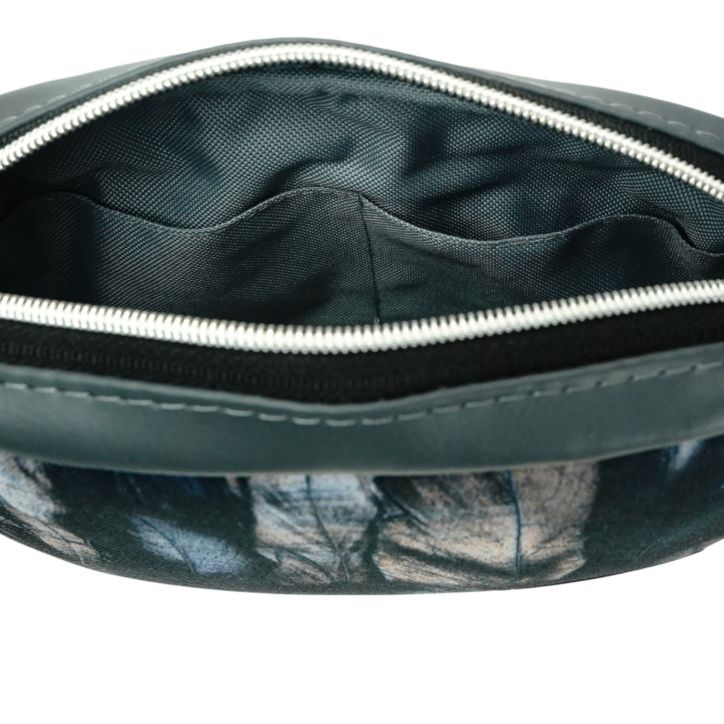 Mini Torebka Box – Szara z Motywem Piór