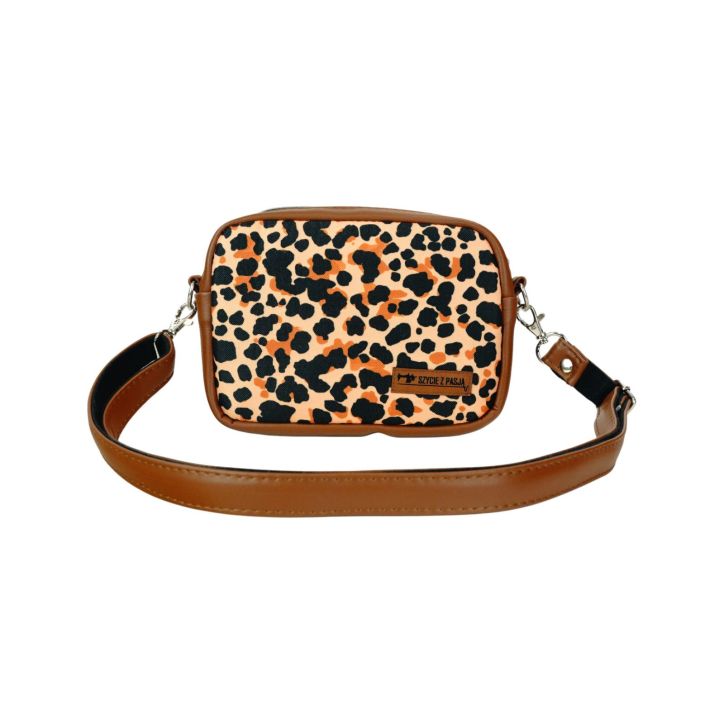 Mini Torebka Box – Brązowa z Motywem Panterki