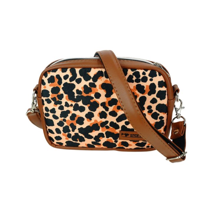 Mini Torebka Box – Brązowa z Motywem Panterki