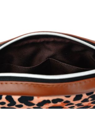 Wnętrze mini torebki box panterka z kieszonką i podszewką