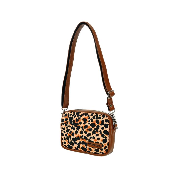 Mini Torebka Box – Brązowa z Motywem Panterki