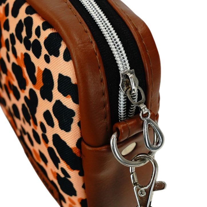 Mini Torebka Box – Brązowa z Motywem Panterki