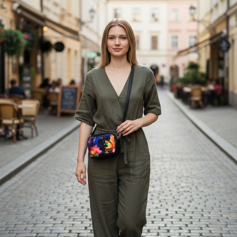 Mini torebka box Purpurowy Ogród w stylizacji miejskiej