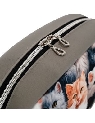 Detal zamka i wykończenia torebki box szarej handmade