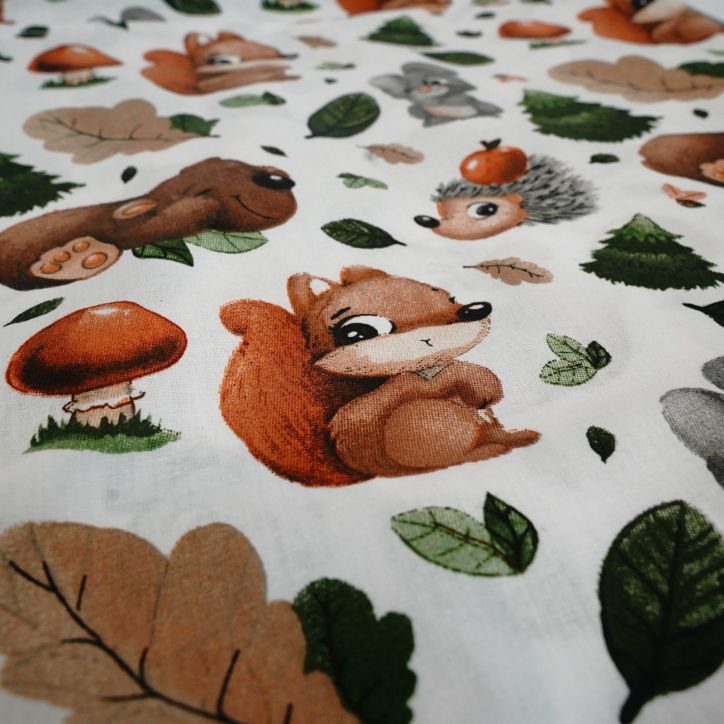 Bawełniany Worek do Przedszkola – Jesienny Las i Zwierzątka