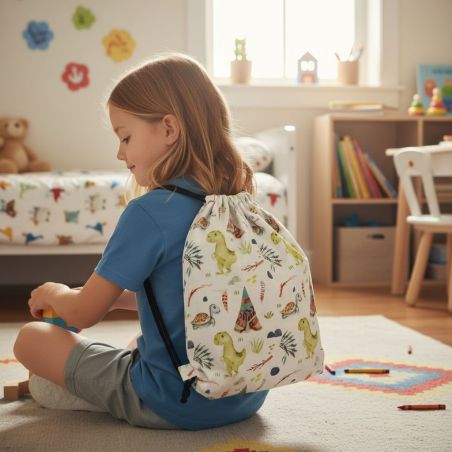 Worek do przedszkola dinozaury – bawełniany plecak dziecięcy