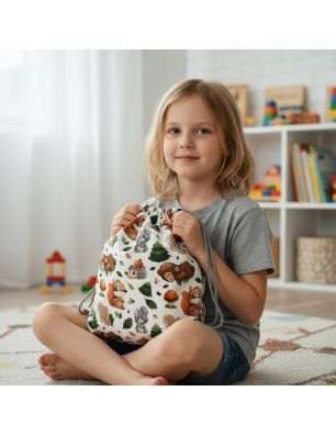 Szycie z pasją|Bawełniany Worek do Przedszkola – Jesienny Las i Zwierzątka|Worki do przedszkola|SZYCIE Z PASJĄ