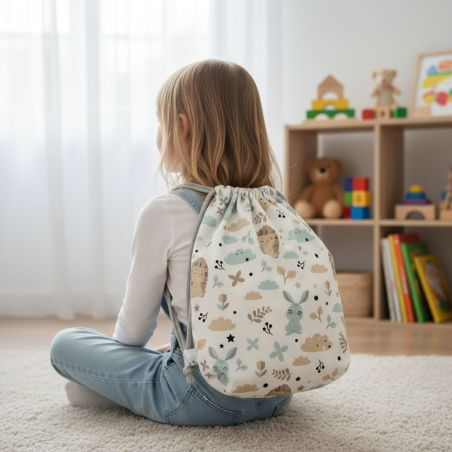 Worek do przedszkola jeżyki i zajączki – bawełniany A4