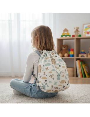 Szycie z pasją|Bawełniany Worek do Przedszkola – Jeżyki i Zajączki w Pastelowych Chmurkach|Worki do przedszkola|SZYCIE Z PASJĄ