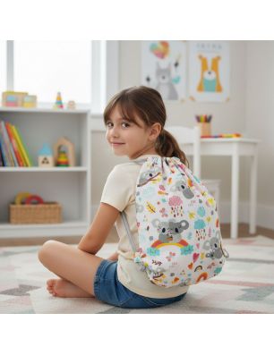 Szycie z pasją|Bawełniany Worek do Przedszkola – Koale i Tęcze|Worki do przedszkola|SZYCIE Z PASJĄ