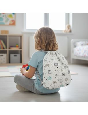 Szycie z pasją|Bawełniany Worek do Przedszkola – Leśne Misie w Pastelowych Odcieniach|Worki do przedszkola|SZYCIE Z PASJĄ