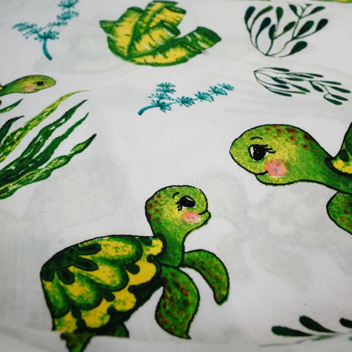 Bawełniany Worek do Przedszkola – Żółwiki i Morskie Rośliny