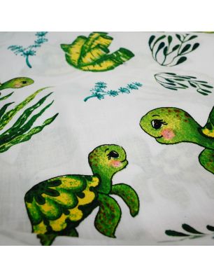 Szycie z pasją|Bawełniany Worek do Przedszkola – Żółwiki i Morskie Rośliny|Worki do przedszkola|SZYCIE Z PASJĄ