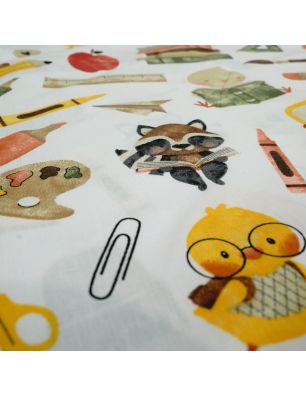 Szycie z pasją|Bawełniany Worek do Przedszkola – Szkolne Motywy z Autobusem i Przyborami|Worki do przedszkola|SZYCIE Z PASJĄ