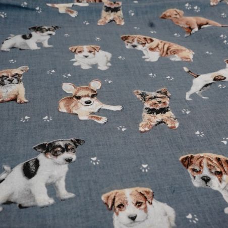 Bawełniany Worek do Przedszkola – Szczeniaki na Szarym Tle