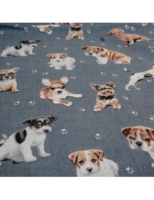 Szycie z pasją|Bawełniany Worek do Przedszkola – Szczeniaki na Szarym Tle|Worki do przedszkola|SZYCIE Z PASJĄ