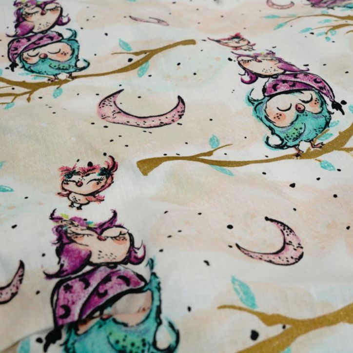 Bawełniany Worek do Przedszkola – Sówki na Gałązkach