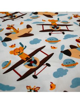 Szycie z pasją|Bawełniany Worek do Przedszkola – Samoloty i Żyrafy w Chmurach|Worki do przedszkola|SZYCIE Z PASJĄ