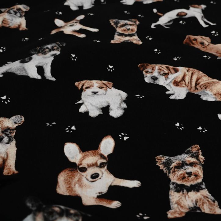 Bawełniany Worek do Przedszkola – Pieski na Czarnym Tle