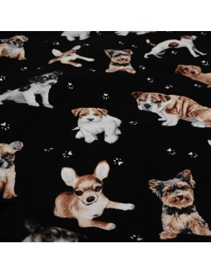 Szycie z pasją|Bawełniany Worek do Przedszkola – Pieski na Czarnym Tle|Worki do przedszkola|SZYCIE Z PASJĄ