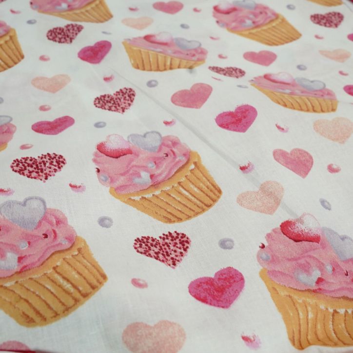 Bawełniany Worek do Przedszkola – Muffinki z Serduszkami