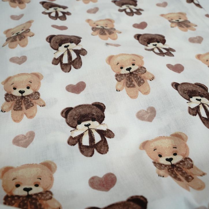 Bawełniany Worek do Przedszkola – Misie z Serduszkami