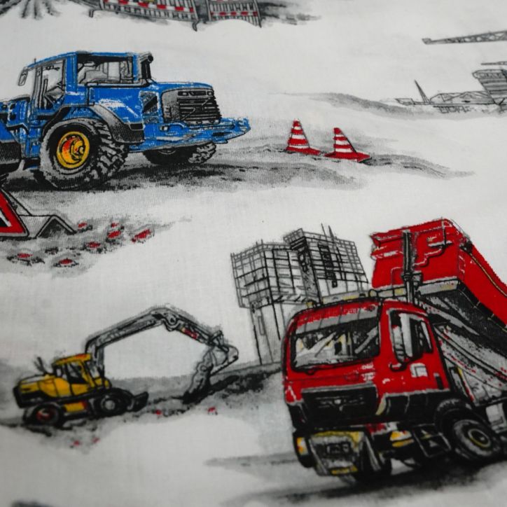 Bawełniany Worek do Przedszkola – Maszyny Budowlane i Pojazdy Robocze