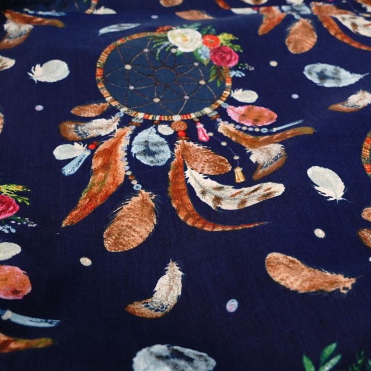 Bawełniany Worek do Przedszkola – Łapacze Snów na Granatowym Tle