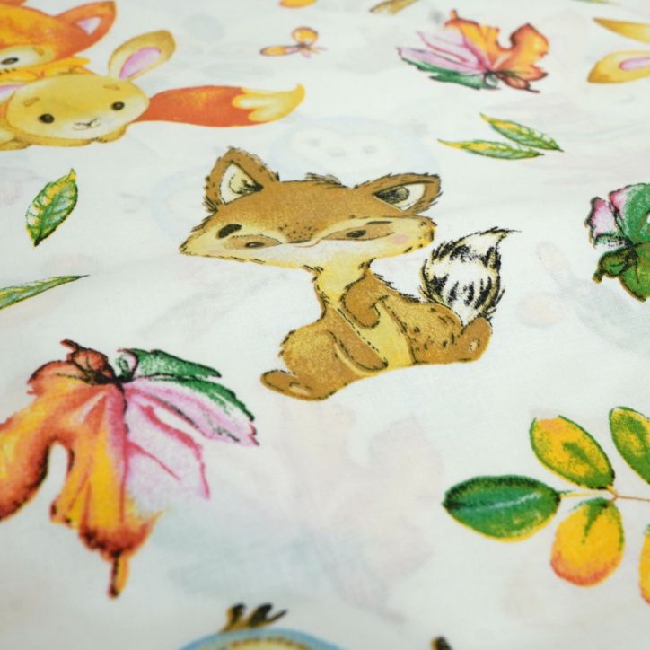 Bawełniany Worek do Przedszkola – Leśni Przyjaciele i Jesienne Listki