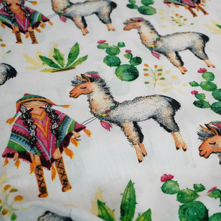 Bawełniany Worek do Przedszkola – Lamy i Kaktusy