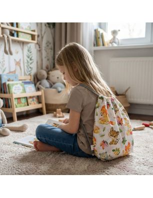 Bawełniany Worek do Przedszkola – Leśni Przyjaciele i Jesienne Listki