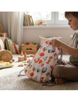 Bawełniany Worek do Przedszkola – Liski i Baloniki w Pastelowych Kolorach