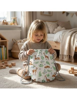 Bawełniany Worek do Przedszkola – Sarenki w Leśnych Listkach