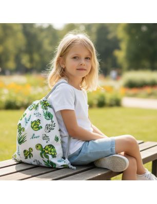 Szycie z pasją|Bawełniany Worek do Przedszkola – Żółwiki i Morskie Rośliny|Worki do przedszkola|SZYCIE Z PASJĄ