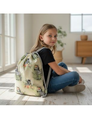 Szycie z pasją|Bawełniany Worek do Przedszkola – Zebry w Tropikalnych Kwiatach|Worki do przedszkola|SZYCIE Z PASJĄ