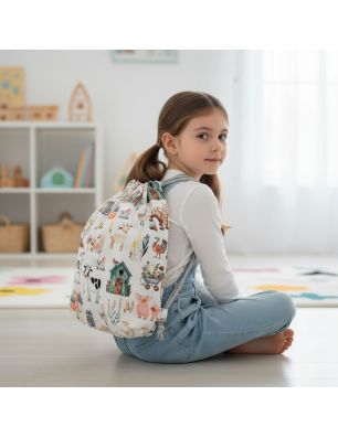 Szycie z pasją|Bawełniany Worek do Przedszkola – Wesoła Farma z Zwierzątkami|Worki do przedszkola|SZYCIE Z PASJĄ