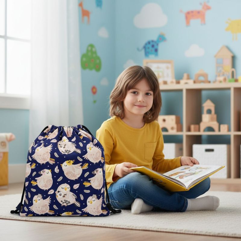 Szycie z pasją|Bawełniany Worek do Przedszkola – Sówki na Granatowym Tle|Worki do przedszkola|SZYCIE Z PASJĄ