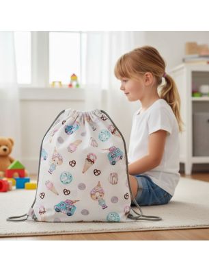 Szycie z pasją|Bawełniany Worek do Przedszkola – Słodkie Lody i Donuty|Worki do przedszkola|SZYCIE Z PASJĄ