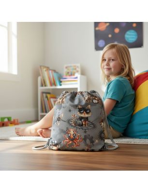 Szycie z pasją|Bawełniany Worek do Przedszkola – Steampunkowe Zwierzaki|Worki do przedszkola|SZYCIE Z PASJĄ