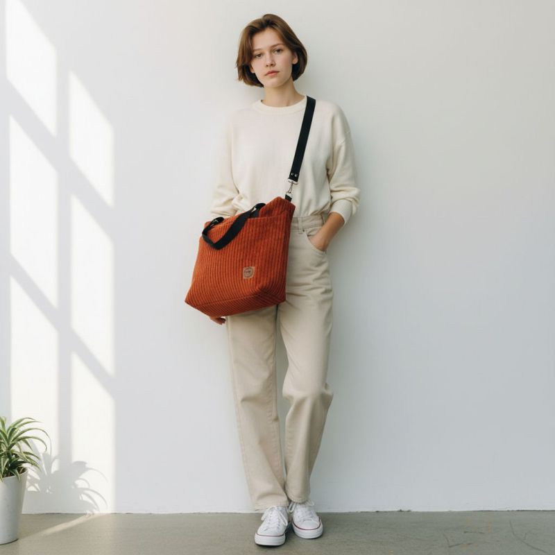 Torebka-Plecak Brązowy ze Sztruksu – 2w1 Handmade